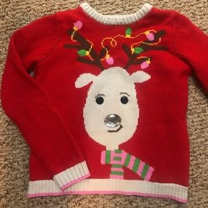 Girls Christmas Reindeer Sweater EUC